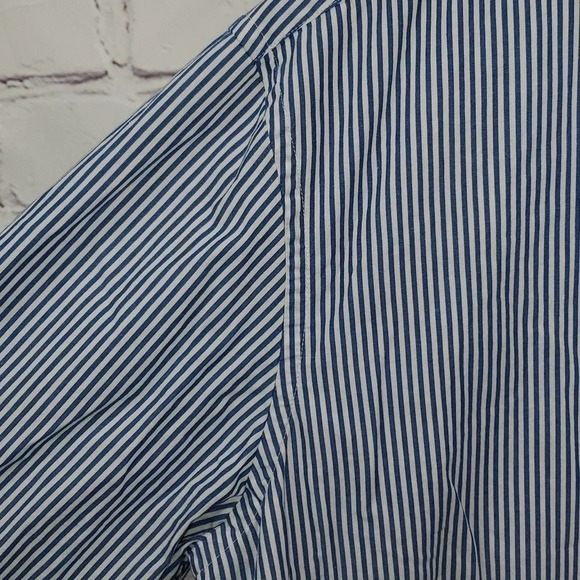 American Eagle Outfitters Blue White Stripe Long Sleeve Button Down Shirt Men - Picture 6 of 15